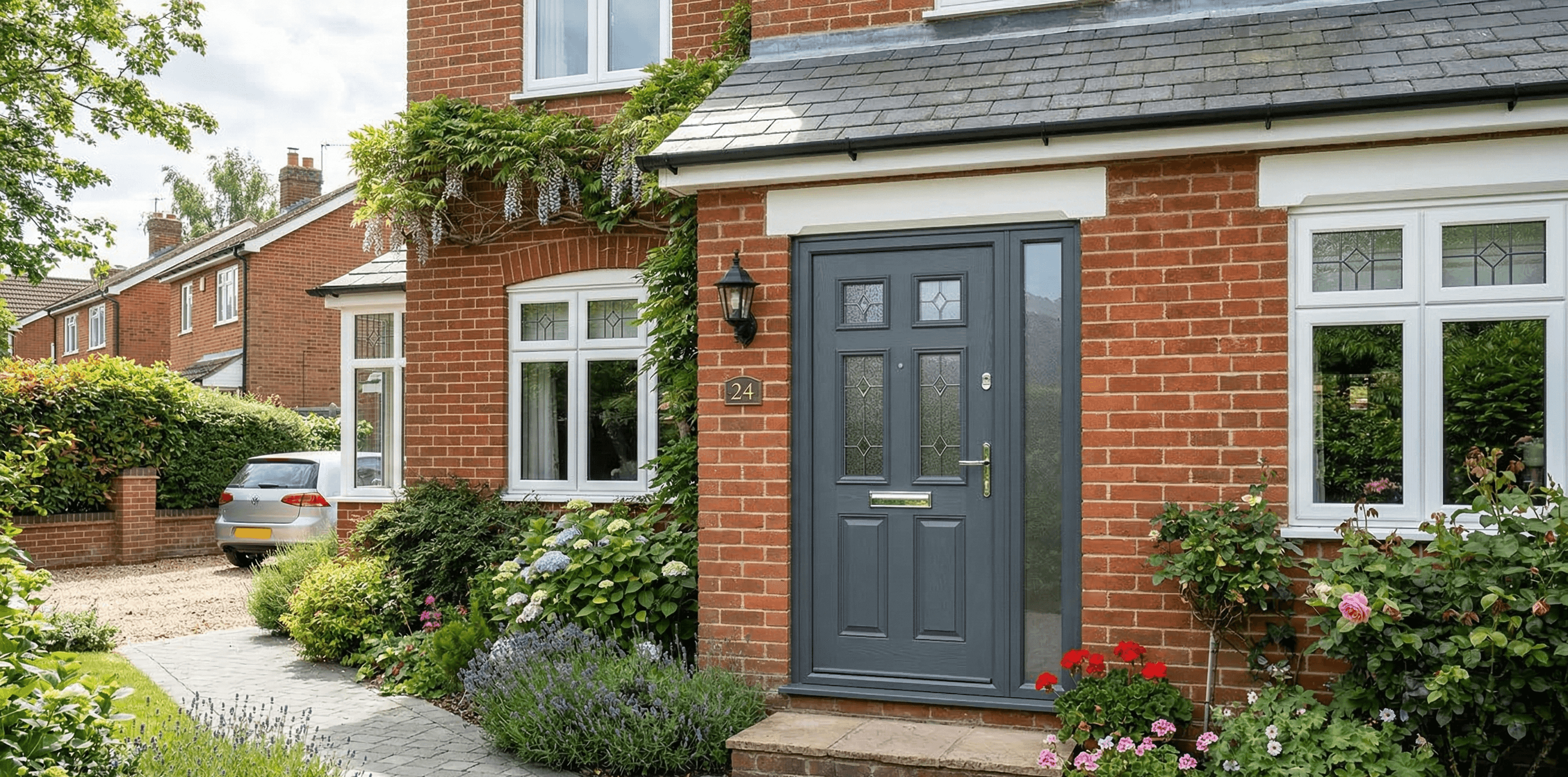 Modern home exterior with windows